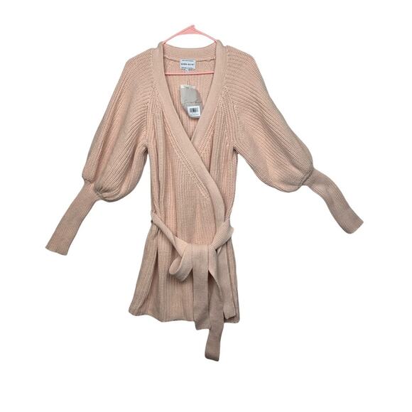 Sabo Skirt womens Large knit wrap sweater dress elle tie waist pink v neck - Picture 2 of 14